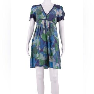 Armani Exchange Silk Babydoll Dress in Blue and Green